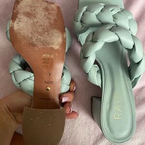 RAYE Mint Braided Slide Sandals